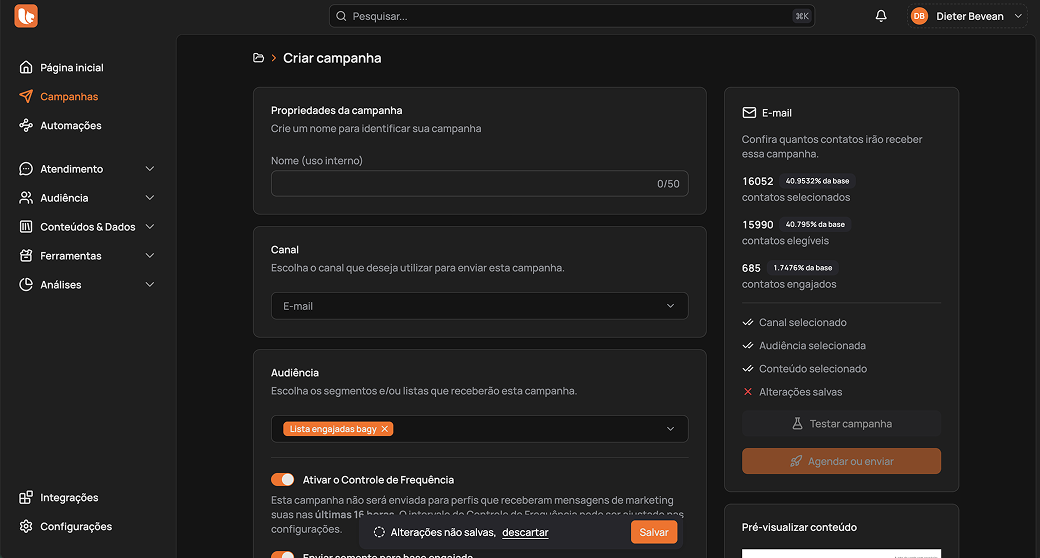 Envios em Massa ou em Automações